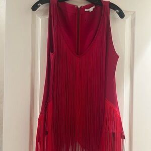 Red Fringe Sleeveless Top
